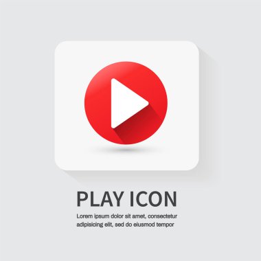 Beyaz arkaplanda oynat düğmesi simgesi izole edildi. Uygulamalar ve web siteleri için düz simge. Vektör illüstrasyonu
