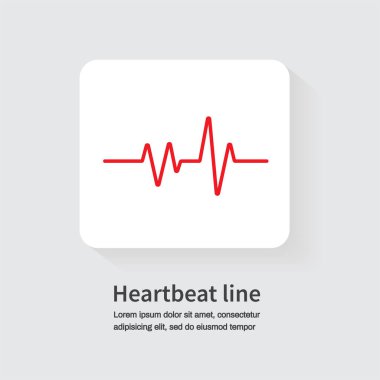 Beyaz arka planda kırmızı kalp atış çizgisi simgeleri. Nabız İzleyicisi. Vektör illüstrasyonu.