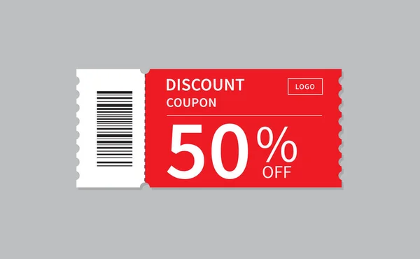 Coupon Template isolated on gray background. Discount voucher 50% OFF. Shopping voucher. Flat illustration.