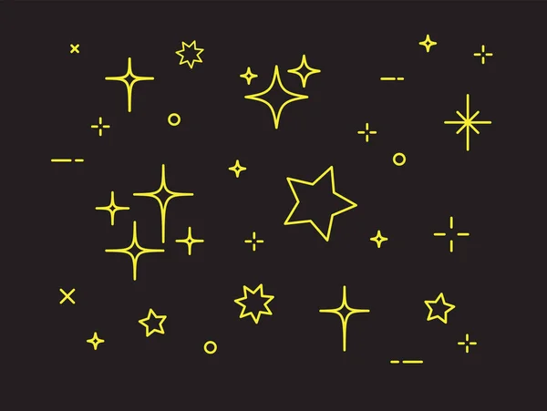 Sparkles Stars Symbol Isoliert Auf Schwarzem Hintergrund Funkelnde Sterne Sterne — Stockvektor