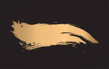 Altın fırça darbeleri siyah arka planda izole edilmiş. Vektör illüstrasyonu
