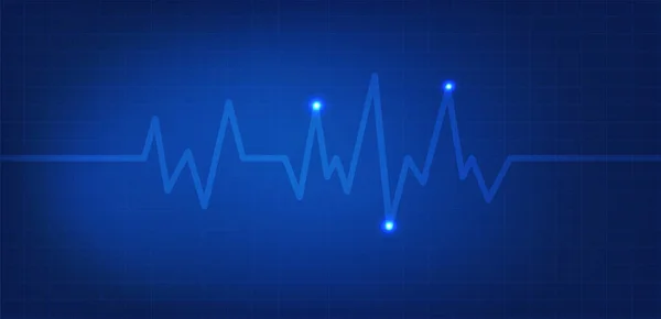 青の背景にハートビートラインのアイコン パルスレートモニター 健康の概念 ベクターイラスト — ストックベクタ