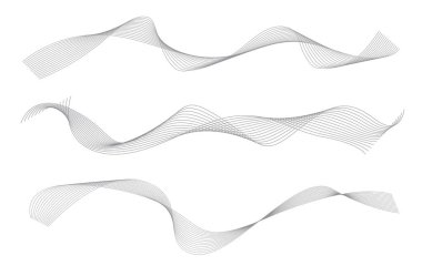 Dalga çizgileri beyaz arkaplanı izole etti. Dalgalı kıvrımlı çizgi. Soyut dalga arkaplanı. Tasarım elementi. Vektör illüstrasyonu