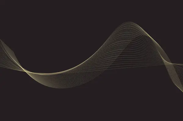抽象的な波の背景 ゴールデンラインは黒い背景を隔離した デザインのための要素 ベクトルイラスト — ストックベクタ
