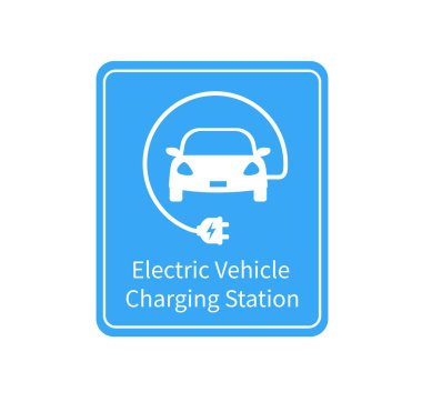 Elektrikli araç şarj istasyonu ötüyor. Çevre dostu araç konsepti. Vektör illüstrasyonu.