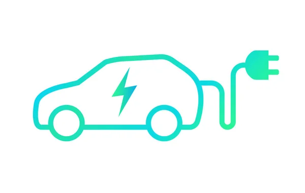 带充电插头的电动车 环境保护的概念 绿色电力 矢量说明 — 图库矢量图片