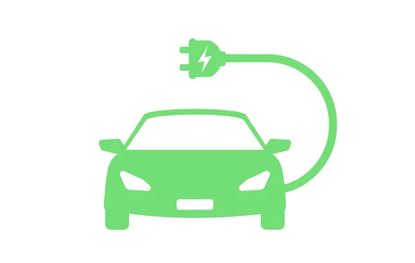 带有插头的电动汽车图标 绿色混合动力车环保车辆的概念 矢量说明 — 图库矢量图片