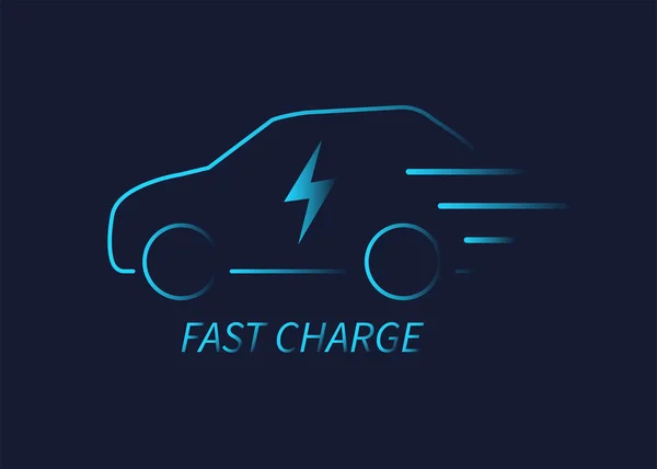 Electric Car Icon Fast Charge Eco Friendly Vehicle Concept Vector — Stock Vector