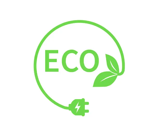 Umweltfreundlicher Stecker Mit Blatt Umweltpflegekonzept Ökostrom Vektorillustration — Stockvektor