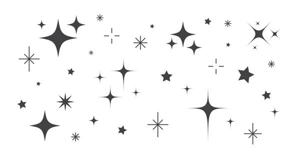 Twinkling Stars Isolated White Background Set Sparkles Stars Icon Vector — Stock Vector