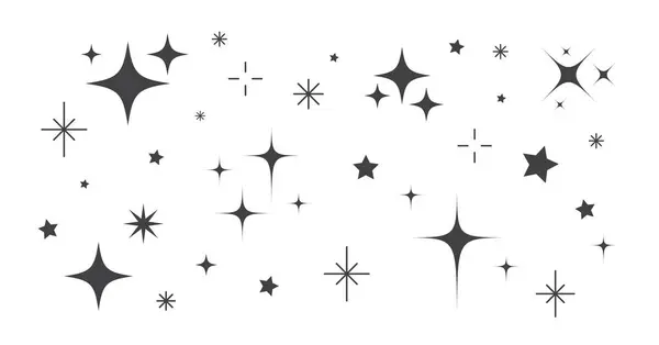 Zářící Hvězdy Izolované Bílém Pozadí Nastavit Ikonu Jiskřivé Hvězdy Vektorová — Stockový vektor