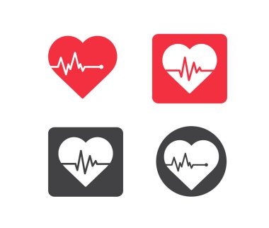 Beyaz arka planda kırmızı kalp atış çizgisi simgesi. Nabız İzleyicisi. Vektör illüstrasyonu.