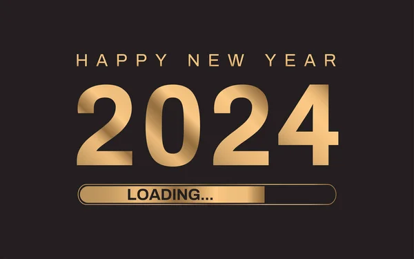 Šťastný Nový Rok 2024 Nabíjí Zlaté Číslo 2024 Izolované Černém — Stockový vektor