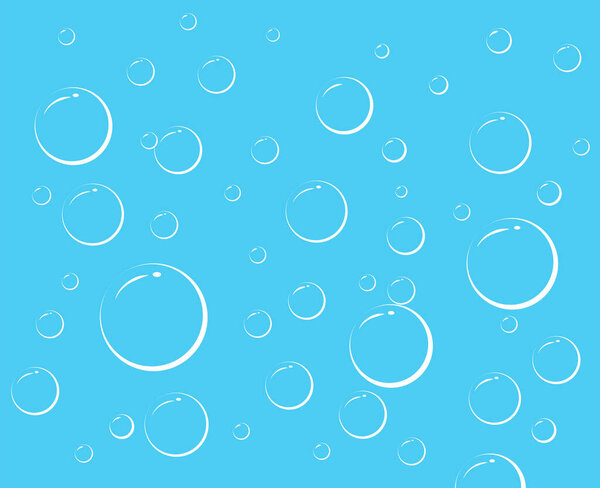 Bubbles isolated on blue background. Underwater sparkling oxygen. Soap bubbles Vector illustration
