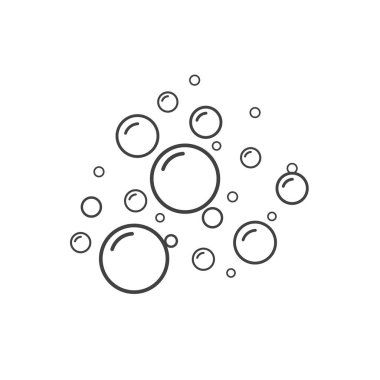 Sabun köpükleri. Suda oksijen kabarcıkları. Vektör illüstrasyonu