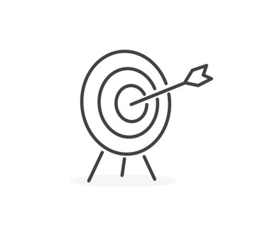 Hedef simgesi beyaz arkaplanda izole edildi. Görev ikonu. Web sitesi ve uygulama için sembol. Vektör illüstrasyonu.