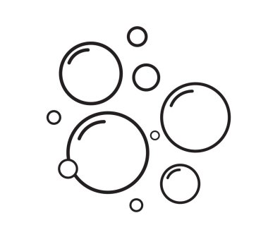 Sabun köpükleri. Suda oksijen kabarcıkları. Vektör illüstrasyonu