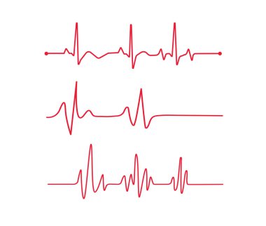 Kırmızı kalp atış çizgisi simgesi beyaz arkaplanda izole edildi. Nabız İzleyicisi. Vektör illüstrasyonu.