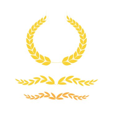 Altın defne ya da zeytin çelengi. Bir ödül, başarı ve amblem tasviri. Vektör illüstrasyonu