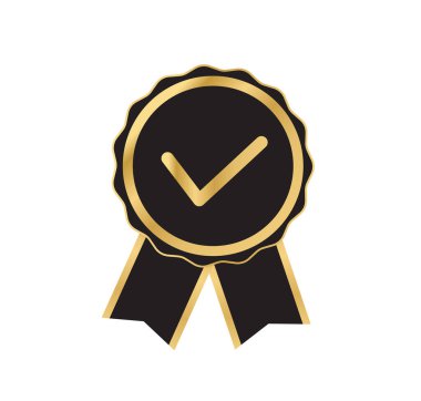 Beyaz arkaplanda kalite sertifikası simgesi izole edildi. Ödüller ve yüksek kalite. Vektör illüstrasyonu