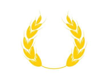 Altın defne çelengi ikonu. Buğday kulağı simgeleri. Bir ödül, bir başarı, bir başarı tasviri. Vektör illüstrasyonu