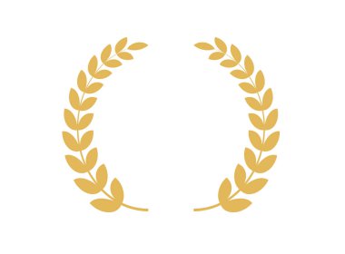 Altın defne çelengi ikonu. Buğday kulağı simgeleri. Bir ödül, kazanan, başarı, amblem tasviri. Vektör illüstrasyonu