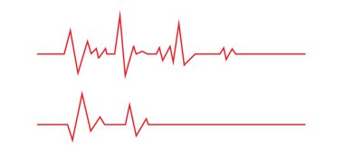 Kalp atışları beyaz arka planda. Kalp çizgisi ikonu. Vektör illüstrasyonu