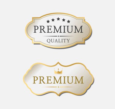 Kaliteli rozet. Eski çerçeveler. Premium sertifika işareti. Satış etiketi. Vektör illüstrasyonu