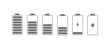 Hızlı şarj ikonu. Batarya şarj göstergesi simgesi. Seviye pil enerjisi. Vektör illüstrasyonu.