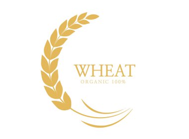 Pirinç ürünleri logosu. organik tahıl. Kaliteli pirinç. Vektör illüstrasyonu