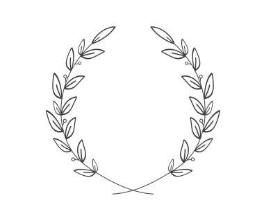 Laurel çelengi. Çiçekli çelenk çerçeveleri. dal ve yapraklar. Vektör illüstrasyonu