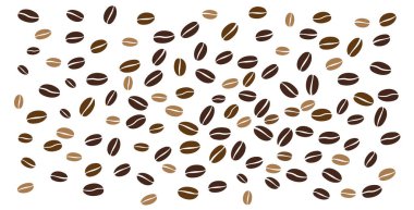 Beyaz arka planda izole kahve çekirdekleri. Vektör illüstrasyonu