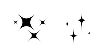 Sparkles Stars simgesi beyaz arkaplanda izole edildi. Parlayan yıldızlar. Estetik fütüristik element. Vektör illüstrasyonu