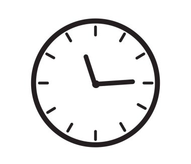 Zaman ve Saat simgesi. Beyaz arka planda analog saat. Vektör illüstrasyonu