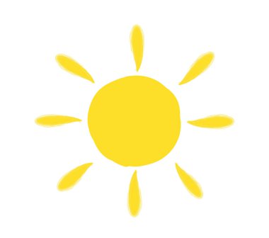 El çizimi güneş beyaz arka planda izole. Dondurma güneşi. Güneş simgesi. Hava durumu. Vektör illüstrasyonu