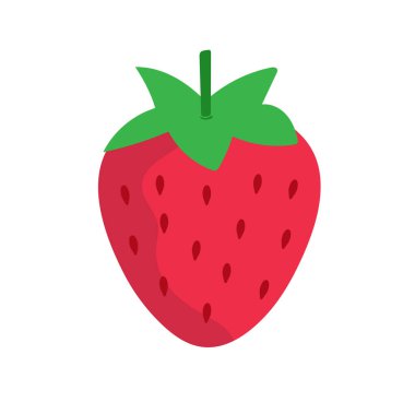 Çilek beyaz arka planda izole edilmiş. Olgun kırmızı çilek. Vektör illüstrasyonu.