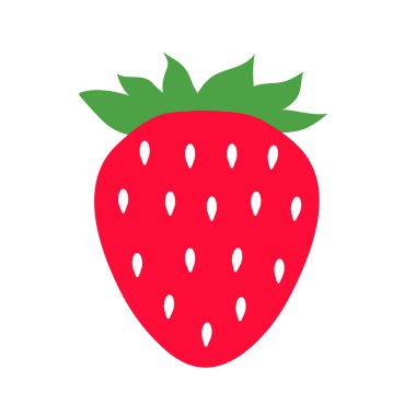 Çilek beyaz arka planda izole edilmiş. Olgun kırmızı çilek. Vektör illüstrasyonu.