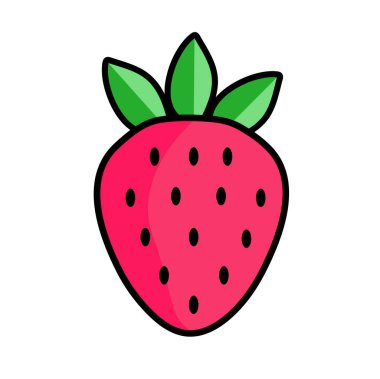 Çilek beyaz arka planda izole edilmiş. Olgun kırmızı çilek. Vektör illüstrasyonu.