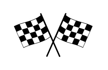 Yarış bayrağını iki kez geçti. Damalı bayrak ya da başlat ve bitir bayrağı. Yarış Motorsporu için bayrak çapraz. Vektör illüstrasyonu