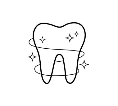 Diş simgesi. Parlak, temiz dişler. Beyaz arka planda izole edilmiş diş sembolü. Vektör illüstrasyonu