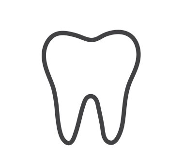 Diş simgesi. Temiz ve sağlıklı dişler. Beyaz arkaplanda diş sembolü izole edilmiş. Vektör illüstrasyonu