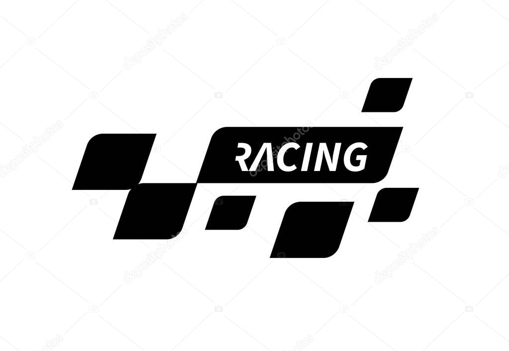 Race flag Design. Race flag icon logo. Racing stripes. Sport checkered. Motorsport graphics.