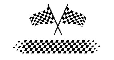 Yarış geçmişi. Damalı bayrak. Siyah beyaz dama. Başla ve bayrağı bitir. Vektör