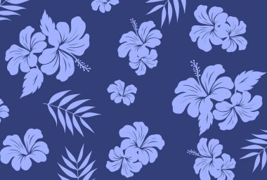 Hawaii Kusursuz Düzen. Hibiscus çiçekleri ve yapraklar deseni. Hawaii Aloha Gömleği. kumaş, tekstil