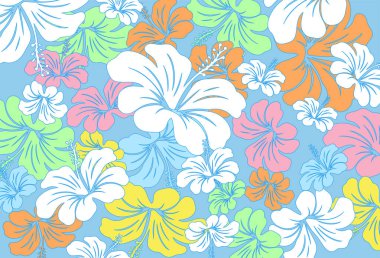 Hibiscus çiçekleri ve yapraklar deseni. Hawaii Kusursuz Düzen. Hawaii Aloha Gömleği. kumaş, tekstil