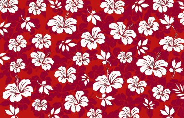 Hibiscus çiçekleri ve yapraklar deseni. Hawaii Kusursuz Düzen. Hawaii Aloha Gömleği. kumaş, tekstil