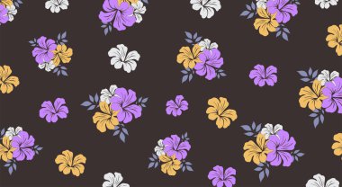 Hibiscus çiçek deseni. Hawaii Kusursuz Düzen. Tropik çiçekler ve yapraklar. Aloha Shirt, kumaş, tekstil.
