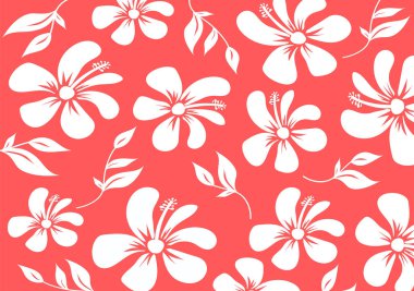 Hibiscus çiçek deseni. Hawaii Kusursuz Düzen. Tropik çiçekler ve yapraklar. Aloha Shirt, kumaş, tekstil.