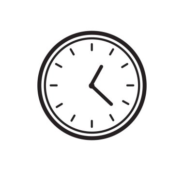 Zaman ve Saat simgesi. Beyaz arka planda analog saat. Vektör illüstrasyonu
