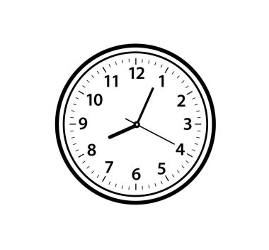 Duvar saati. Klasik tasarım duvar saati. Analog saat. zaman simgesi